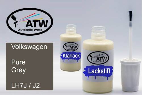 Volkswagen, Pure Grey, LH7J / J2: 20ml Lackstift + 20ml Klarlack - Set, von ATW Autoteile West.